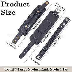 3Pcs 3 Styles Cowhide Leather Bracelets&nbsp;BJEW-CL0001-39A