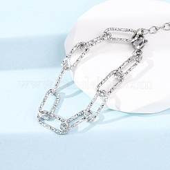304 Stainless Steel Paperclip Chain Bracelets for Women Men&nbsp;BJEW-A048-01P