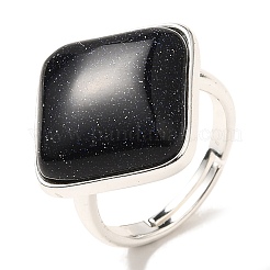 Synthetic Blue Goldstone Adjustable Rings&nbsp;RJEW-H240-01S-09