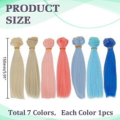 7Pcs 7 Colors Plastic Long Straight Hairstyle Doll Wig Hair&nbsp;DOLL-ME0001-06B