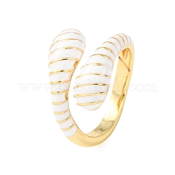 Brass Enamel Cuff Open Rings for Women&nbsp;RJEW-A098-01G-03