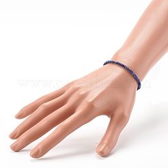 Faceted Rondelle Natural Lapis Lazuli Bead Stretch Bracelets&nbsp;BJEW-JB06383-08