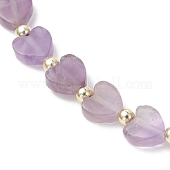 Heart Natural Gemstone & Stainless Steel Beads Stretch Bracelets for Women&nbsp;BJEW-JB13347