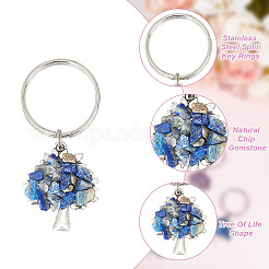 16Pcs 4 Style Chip Gemstone Keychain&nbsp;KEYC-HY0001-25