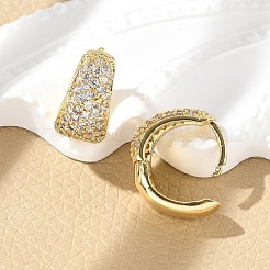 Brass Micro Pave Clear Cubic Zirconia Hoop Earrings&nbsp;EJEW-M077-20G