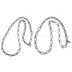 2Pcs 2 Styles 304 Stainless Steel Cross Link Chain Necklaces for Couple&nbsp;NJEW-JN05431