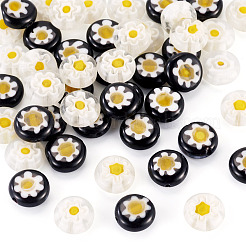 50Pcs 2 Colors Handmade Millefiori Lampwork Beads&nbsp;LAMP-TADJ0001-03A