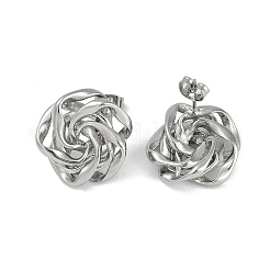 304 Stainless Steel Rose Stud Earrings&nbsp;EJEW-Z075-08P