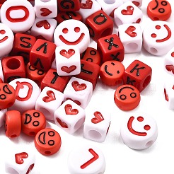 200Pcs Expression & Letter Acrylic Beads&nbsp;MACR-FP0001-28