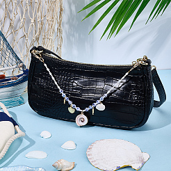 1Pc Handmade Porcelain & Natural Pearl & Shell Bag Extender Chains&nbsp;HJEW-SC0003-35