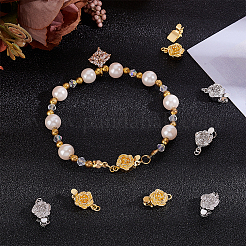 8Pcs 2 Colors Flower Brass Box Clasps&nbsp;KK-AR0004-84
