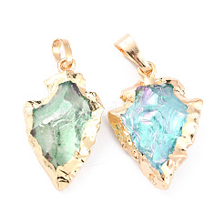 Electroplated Natural Quartz Crystal Pendants & Link&nbsp;G-H258-01