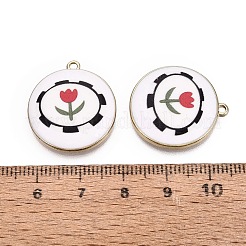 Printed Alloy Enamel Pendants&nbsp;ENAM-N072-03KCG-04