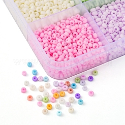 5250Pcs 15 Colors 8/0 Opaque Frosted Glass Seed Beads&nbsp;SEED-YW0001-74-A