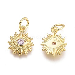 Brass Micro Pave Cubic Zirconia Pendants&nbsp;KK-P187-16G-G