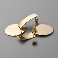 Alloy Rectangle with Flat Round Dangle Stud Earrings for Women&nbsp;EJEW-WH0018-01G