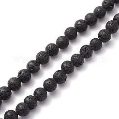 Natural Lava Rock Round Beads Strands&nbsp;G-YW0002-08