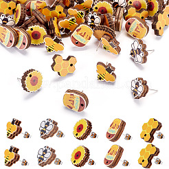 Bee Theme Wooden Stud Earrings&nbsp;WOOD-TA0002-64