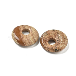 Natural Picture Jasper Donut/Pi Disc Charms&nbsp;G-G142-02F