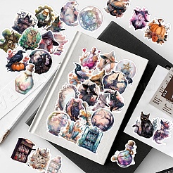 50Pcs Halloween Witch Theme PVC Self-adhesive Cartoon Stickers&nbsp;STIC-PW0015-01