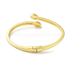 Brass Micro Pave Clear Cubic Zirconia Open Cuff Bangles&nbsp;BJEW-Z061-10G