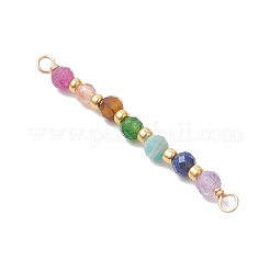 Chakra Natural TaiWan Jade & Amethyst & Lapis Lazuli & Amazonite & Tiger Eye & Sunstone & Ruby Faceted Round Beaded Connector Charms&nbsp;PALLOY-JF04565-02