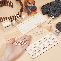 5Pcs 5 Styles Mini Wood Ladder & Letter Box & Tea Table & Fairy Door & Foot Pads&nbsp;DJEW-OC0001-44