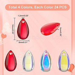 96Pcs 4 Colors Transparent Glass Charms&nbsp;GLAA-GA0001-38