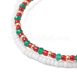 Christmas Glass Seed Beads & Glass Beads Multi-layered Bracelets&nbsp;BJEW-MZ00240-03