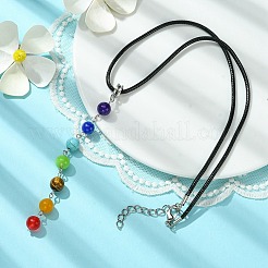 Natural & Synthetic Chakra Gemstone Pendant Necklaces&nbsp;NJEW-JN04539
