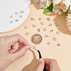 24Pcs 4 Colors Brass Cubic Zirconia Pendants&nbsp;KK-BC0013-59