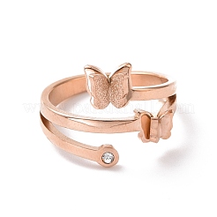 Crystal Rhinestone Butterfly Finger Ring&nbsp;RJEW-D120-09B-RG