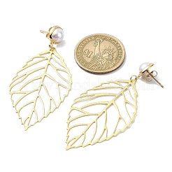 Hollow Leaf Brass Dangle Stud Earrings&nbsp;EJEW-TA00359
