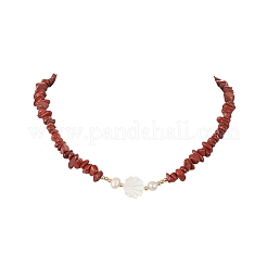 Natural Mixed Gemstone & Pearl & Shell Beaded Chains Necklace&nbsp;NJEW-JN04346