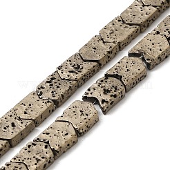 Electroplated Natural Lava Rock Beads Strands&nbsp;G-Q1009-D01-01