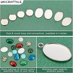 DIY Flat Round & Oval Stone Pendant Making Kit&nbsp;DIY-UN0003-08