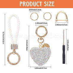 2Pcs 2 Styles PU Leather and Alloy Rhinestone Braided Keychain & Pendant Decorations&nbsp;KEYC-CN0001-11D