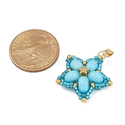 Handmade Glass Seed Beaded & Synthetic Dyed Imperial Jasper Beads Pendants&nbsp;PALLOY-MZ00751-01