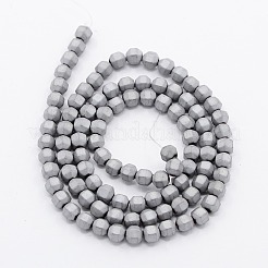 Frosted Electroplate Non-magnetic Synthetic Hematite Round Beads Strands&nbsp;G-N0014-4mm-19