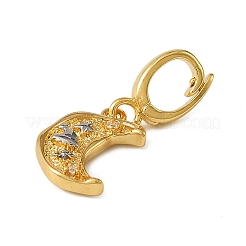 Christmas Brass Rhinestone Moon Pendant Decorations&nbsp;KK-H498-01G-08