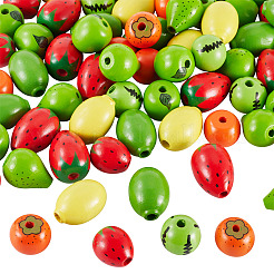 80Pcs 8 Styles Wood European Beads&nbsp;WOOD-TA0002-92