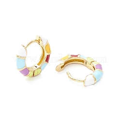 Stripe Pattern Enamel Chunky Hinged Hoop Earrings for Women&nbsp;EJEW-P196-28G