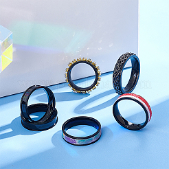 24Pcs 8 Size 201 Stainless Steel Grooved Finger Ring Settings&nbsp;STAS-UN0041-46EB