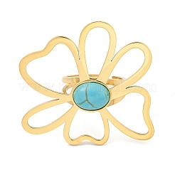 Flower 304 Stainless Steel Adjustable Rings for Women&nbsp;RJEW-F158-01G