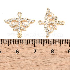 Brass Micro Pave Clear Cubic Zirconia Connector Charms&nbsp;CU-CBA7BFE-03D-G