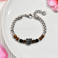 Natural Tiger Eye Round Beaded Bracelets&nbsp;UD5541