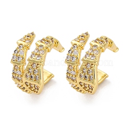 Rack Plating Brass Micro Pave Clear Cubic Zirconia Cuff Earrings&nbsp;EJEW-H147-12G