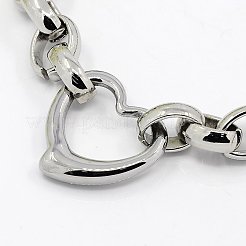 Tarnish Resistant Fashionable 304 Stainless Steel Heart Link Bracelets&nbsp;X-BJEW-G423-10