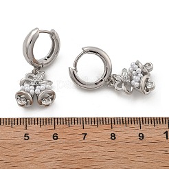 Brass Micro Pave Clear Cubic Zirconia Hoop Earrings&nbsp;EJEW-R016-06P
