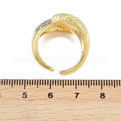 Brass Micro Pave Cubic Zirconia Cuff Rings for Women&nbsp;RJEW-C140-16G